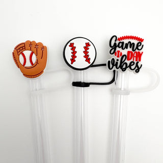 Straw Topper 3 pack - Baseball, Glove, Game Day Vibes