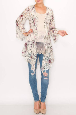 ALL LACE CARDIGAN WITH RUFFLES