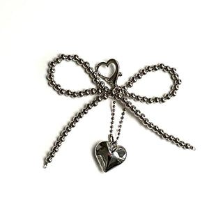 Charm Jewels Silver Bow Heart - Shoes, Tumblers, Keys, Ect