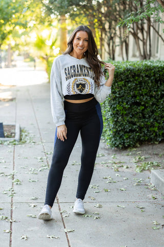 The Billie- Blue Panel Full Length Leggings