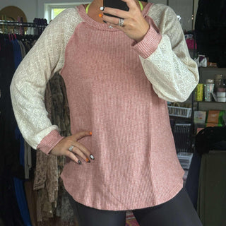 PUFF SLEEVE SOLID COLOR BLOCK TOP