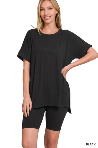Round Neck Top & Biker Set