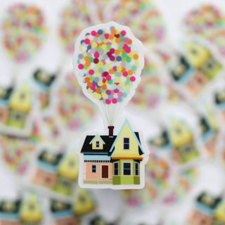 House With Balloons Transparent Waterproof Sticker