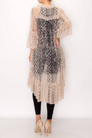 Ethereal Lace Tiered High-Low Kimono Cardigan