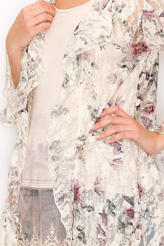 ALL LACE CARDIGAN WITH RUFFLES