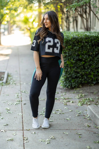 The Gracie- Green Panel Full Length Leggings
