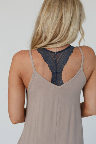 Navy Seamless Lace Racerback Bralette