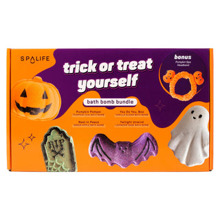 SpaLife Halloween Bath Bomb Bundle with Pumpkin Headband