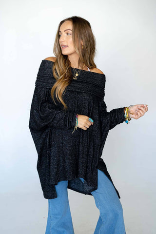 So Versatile Flowy Knit Sweater - Charcoal