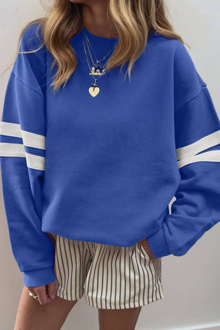 Varsity Striped Detail Drop Shoulder Sweatshirt