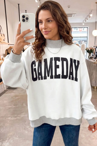 Game Day Football Graphic Sweatshirt Mock Neck