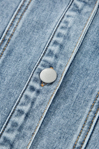 Scallop Trim Denim Jacket with Patched Pockets