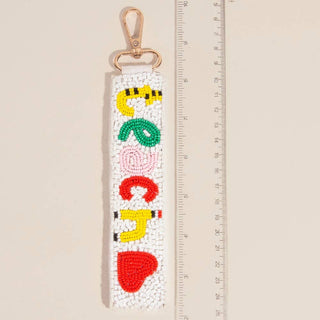 Teach And Heart Beaded Keychain
