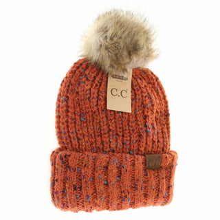 Confetti Mohair Ribbed Fur Pom C.C Beanie