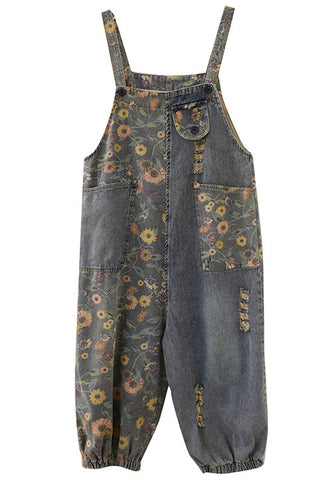 Floral Distressed Cargo Pants