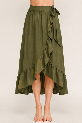 RUFFLE WRAP MAXI SKIRT