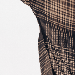 Black Plaid Ice Silk Shirt- Women