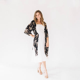 Black Floral Duster - Women