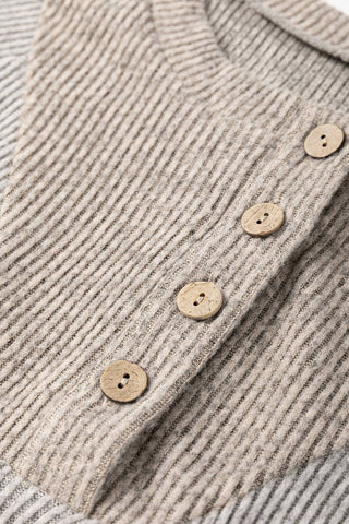 Ribbed Contrast Panel Loose Fit Long Sleeve Top