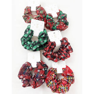 2 Pc Christmas Plaid Snowflake Detailed Scrunchies