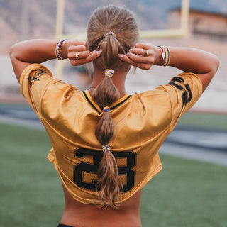 "Game Day" Purple & Yellow Hair Tie Bracelets (Lg)