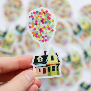 House With Balloons Transparent Waterproof Sticker
