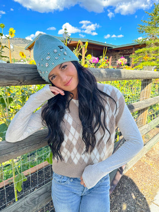 White Rhinestone Charm Cuff C.C Beanie