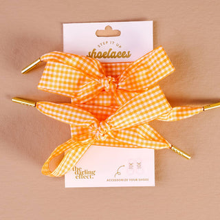 Step It Up Shoelaces–Gingham Orange