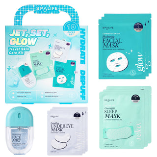Christmas Holiday Jet, Set, Glow Travel Skincare Kit | 10 Piece Set