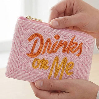Drinks On Me Print Beaded Coin Purse