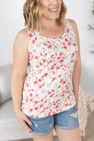 IN STOCK Luxe Crew Tank - Ivory Pink Floral