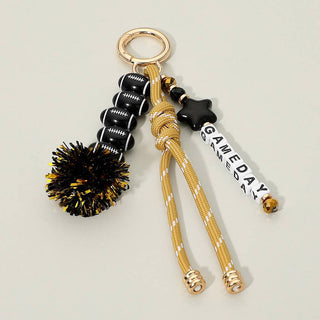 GAMEDAY Star Football Tinsel Pom Knot Tassel Keychain  Bag Charm