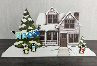 Snow Banner Magnet Blue (6"w), Winter Decor