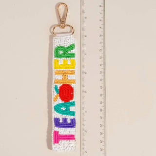 Apple Teacher Beaded Keychain