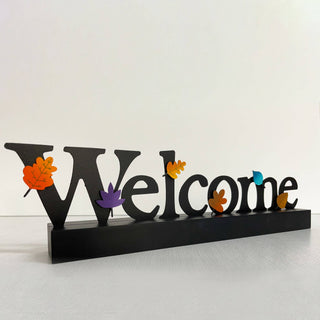 "Welcome" Magnetic Word w/ Wood Base, Home Decor