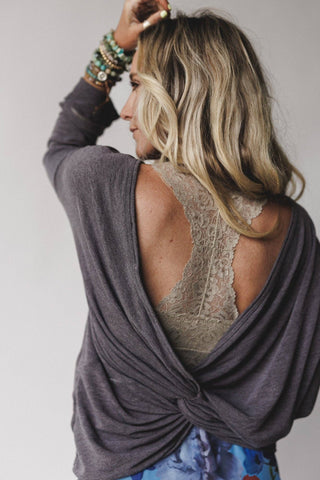 Twisted Harmony Top - Charcoal Brown