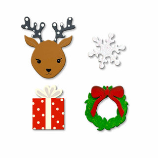 Christmas Magnets w/ Reindeer S/4