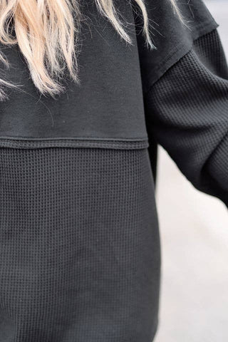 Hoodie - Hidden Message Waffle - Charcoal - No Risk No Story