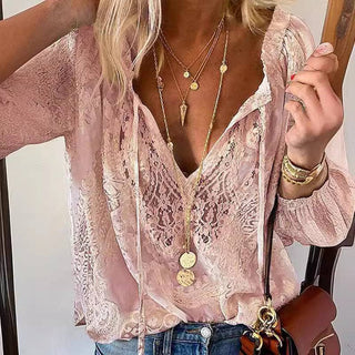 Relaxed Fit Lace Print Blouse