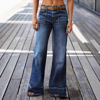 Vintage Washed High-Waist Wide Leg Jeans