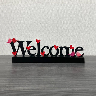 "Welcome" Magnetic Word w/ Wood Base, Home Decor