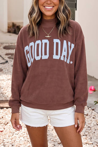 Good Day Polka Dot Reversible Mockneck Pullover Sweatshirt