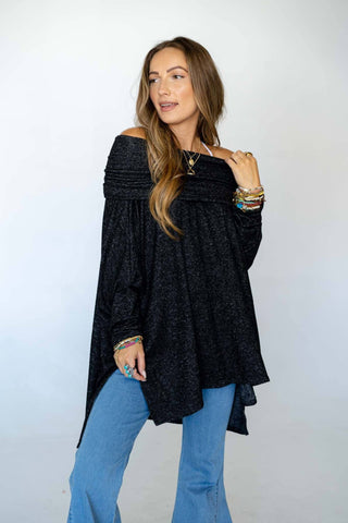 So Versatile Flowy Knit Sweater - Charcoal