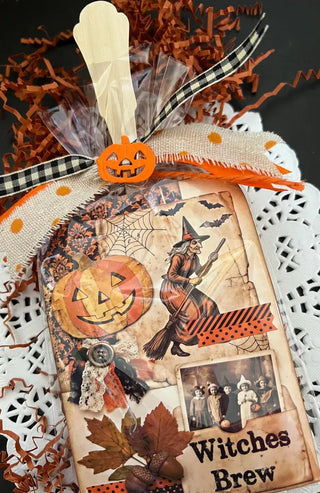 Halloween Witches Brew Apple Cider with Wood Spoon