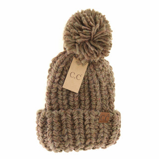 Chunky Knit Yarn Pom C.C Beanie