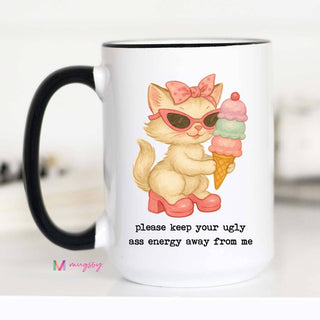 Keep Your Energy Away Funny Cat Mug Gift for Friends