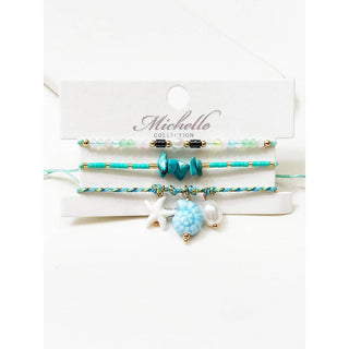 Turquoise Seashell and starfish Beach Theme Bracelets