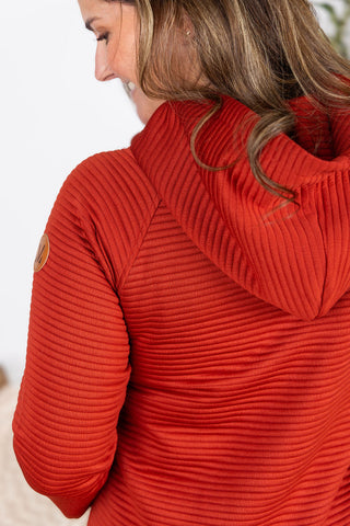 IN STOCK Tatum Textured Pullover Hoodie - Rust