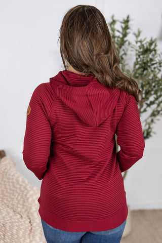 IN STOCK Tatum Textured Pullover Hoodie - Burgundy