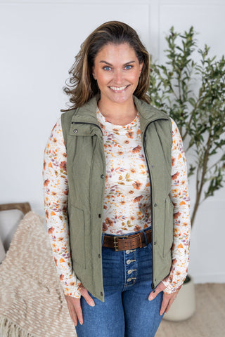 IN STOCK Remy Zip Up Vest - Heathered Sage